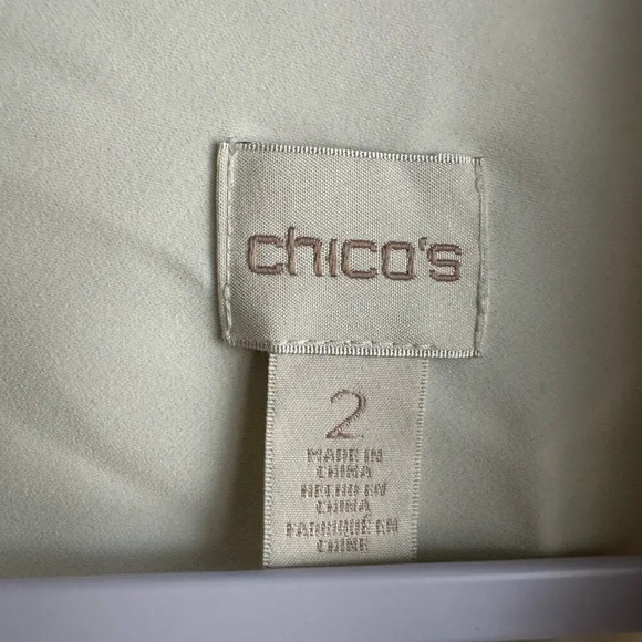 Chico's Lace Up Sleeve Top Women's 2/L Cream Super Wide Bell Sleeves Boho - Picture 4 of 8